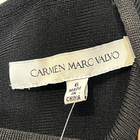 Carmen Marc Valvo Colorblock Fit & Flare Dress White Polka Dot Skirt Women 6 NWT - Picture 6 of 8